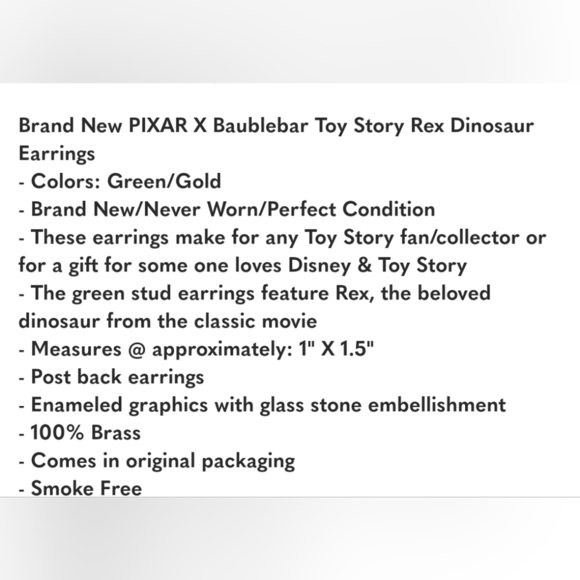 🔹PIXAR X Baublebar 🔹Toy Story Rex Dinosaur Earrings ✨️💚 - Picture 8 of 8
